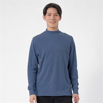 TVC(ティーヴィシー) コットン起毛リブモックネック長袖Tシャツ メンズ(アオ-XS)