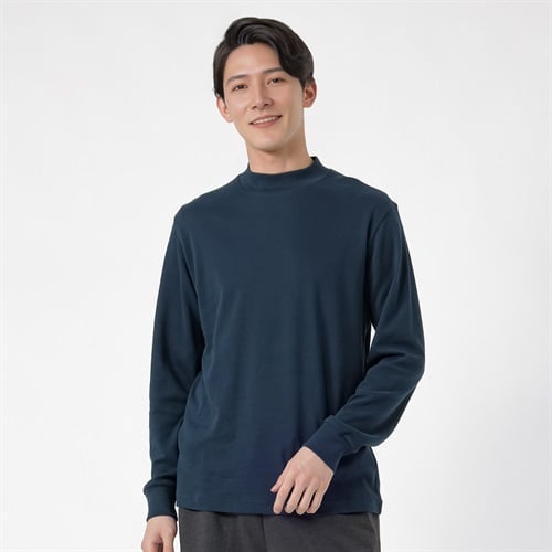 TVC(ティーヴィシー) コットン起毛リブモックネック長袖Tシャツ メンズ(コイアオ-XS)
