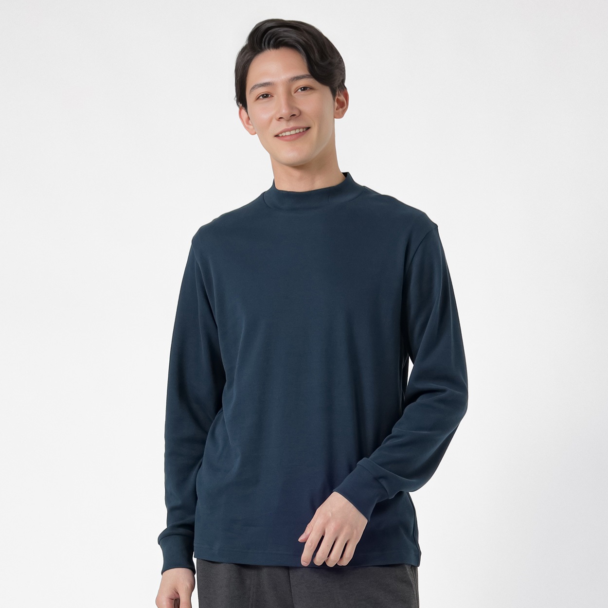 TVC(ティーヴィシー) コットン起毛リブモックネック長袖Tシャツ メンズ(コイアオ-2XL)