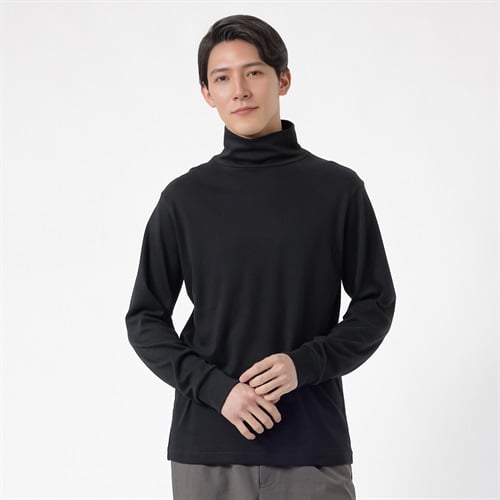 TVC(ティーヴィシー) コットン起毛タートルネック長袖Tシャツ メンズ(クロ-XS)