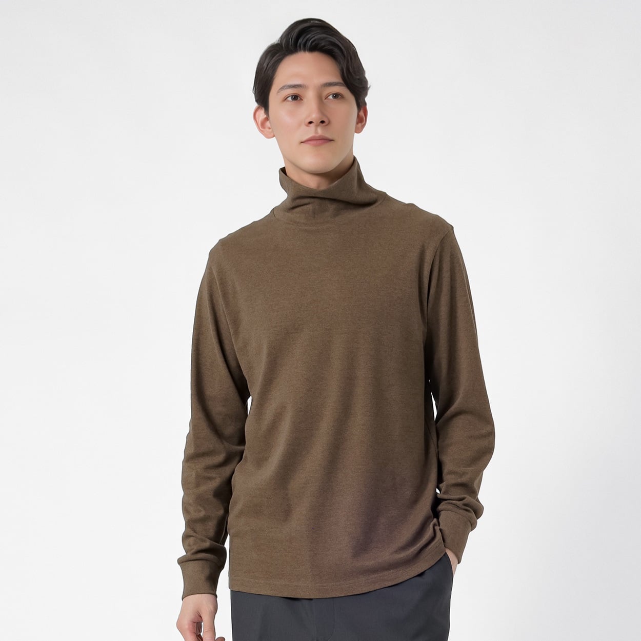 TVC(ティーヴィシー) コットン起毛タートルネック長袖Tシャツ メンズ(チャ-XL)