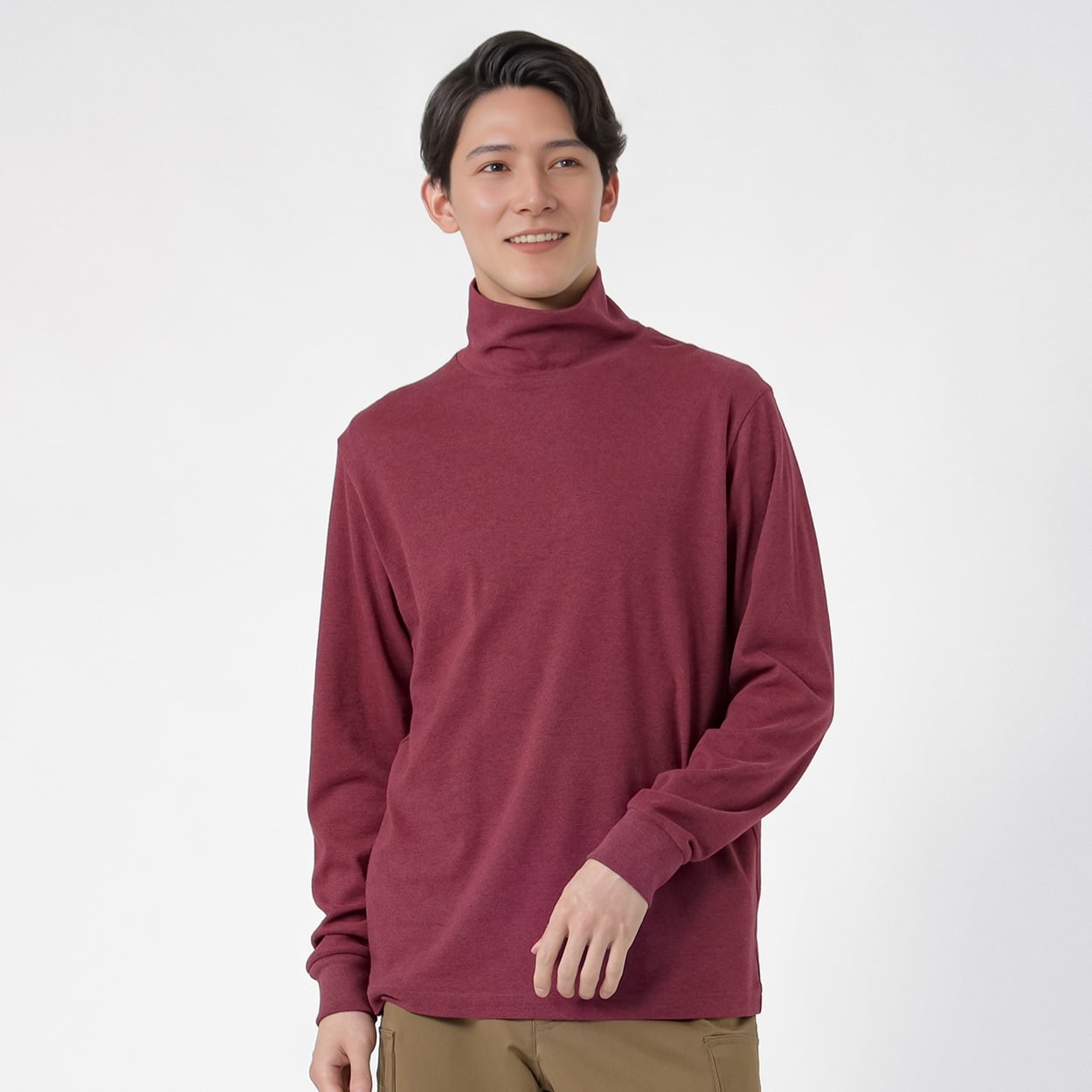 TVC(ティーヴィシー) コットン起毛タートルネック長袖Tシャツ メンズ(アカ-2XL)