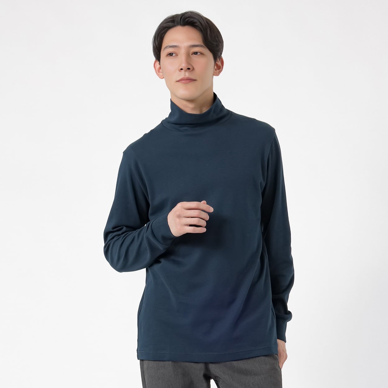 TVC(ティーヴィシー) コットン起毛タートルネック長袖Tシャツ メンズ(コイアオ-M)