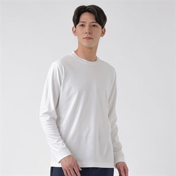 TVC(ティーヴィシー) シルキーコットンスムース無地長袖Tシャツ メンズ(シロ-S)
