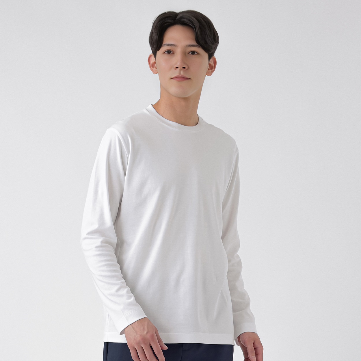 TVC(ティーヴィシー) シルキーコットンスムース無地長袖Tシャツ メンズ(シロ-M)