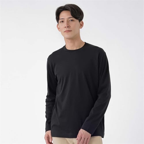 TVC(ティーヴィシー) シルキーコットンスムース無地長袖Tシャツ メンズ(クロ-S)
