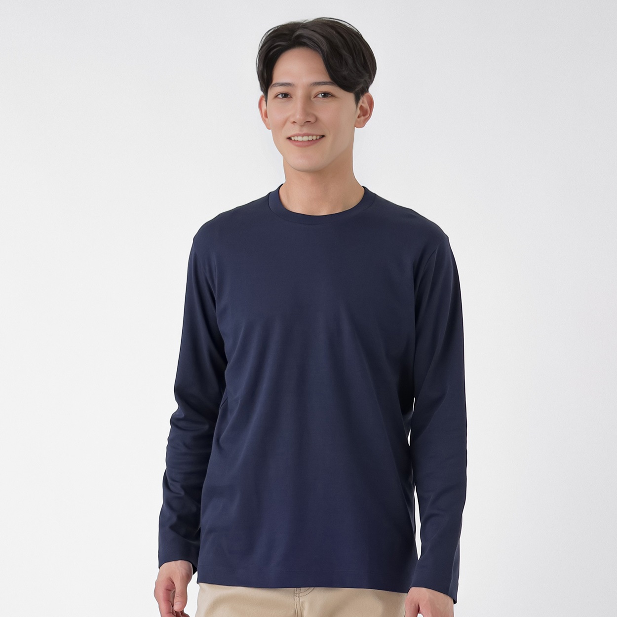 TVC(ティーヴィシー) シルキーコットンスムース無地長袖Tシャツ メンズ(コイアオ-M)