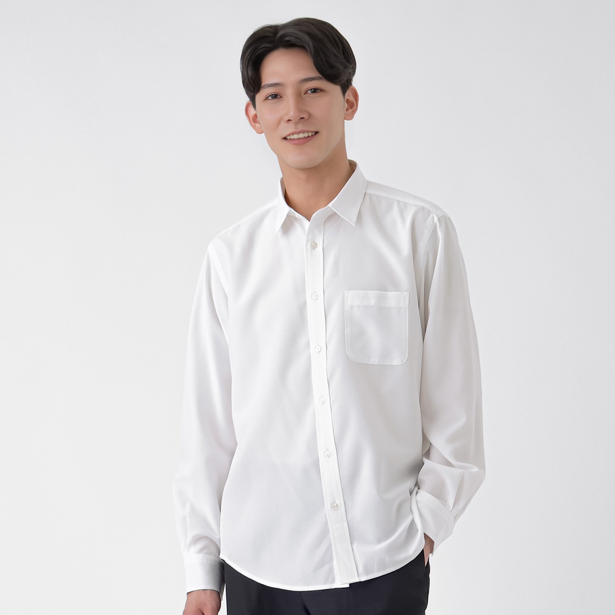 TVC(ティーヴィシー) さらさら長袖レギュラーシャツ メンズ(シロ-XL)