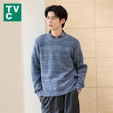 TVC(ティーヴィシー) カラーMIX片畦クルーネックプルオーバー メンズ