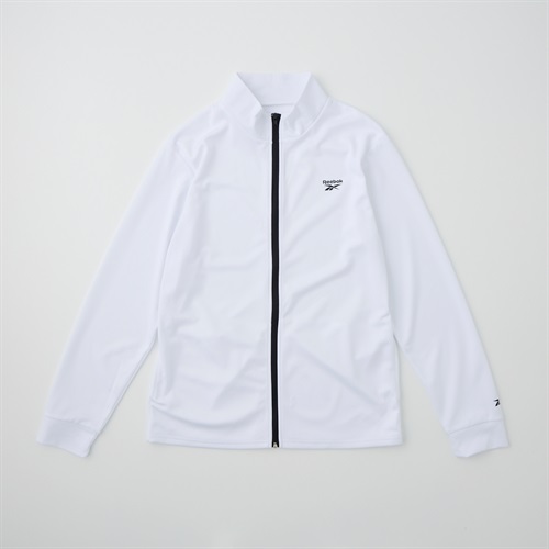 【ポイント20倍対象商品】Reebok(リーボック) 無地メッシュスタンド長袖フルジップ メンズ(シロ-S)