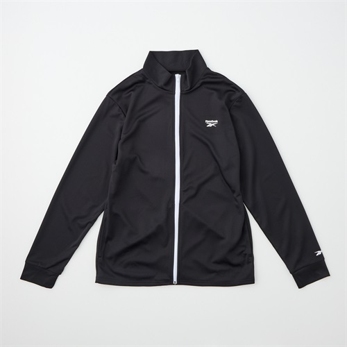 【ポイント20倍対象商品】Reebok(リーボック) 無地メッシュスタンド長袖フルジップ メンズ(クロ-S)
