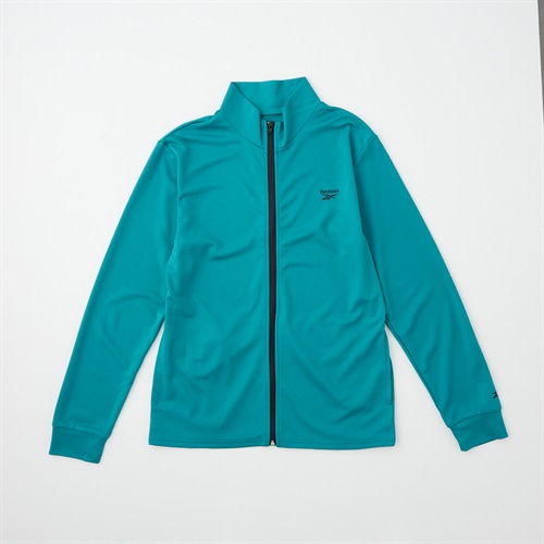【ポイント20倍対象商品】Reebok(リーボック) 無地メッシュスタンド長袖フルジップ メンズ(ミドリ-M)