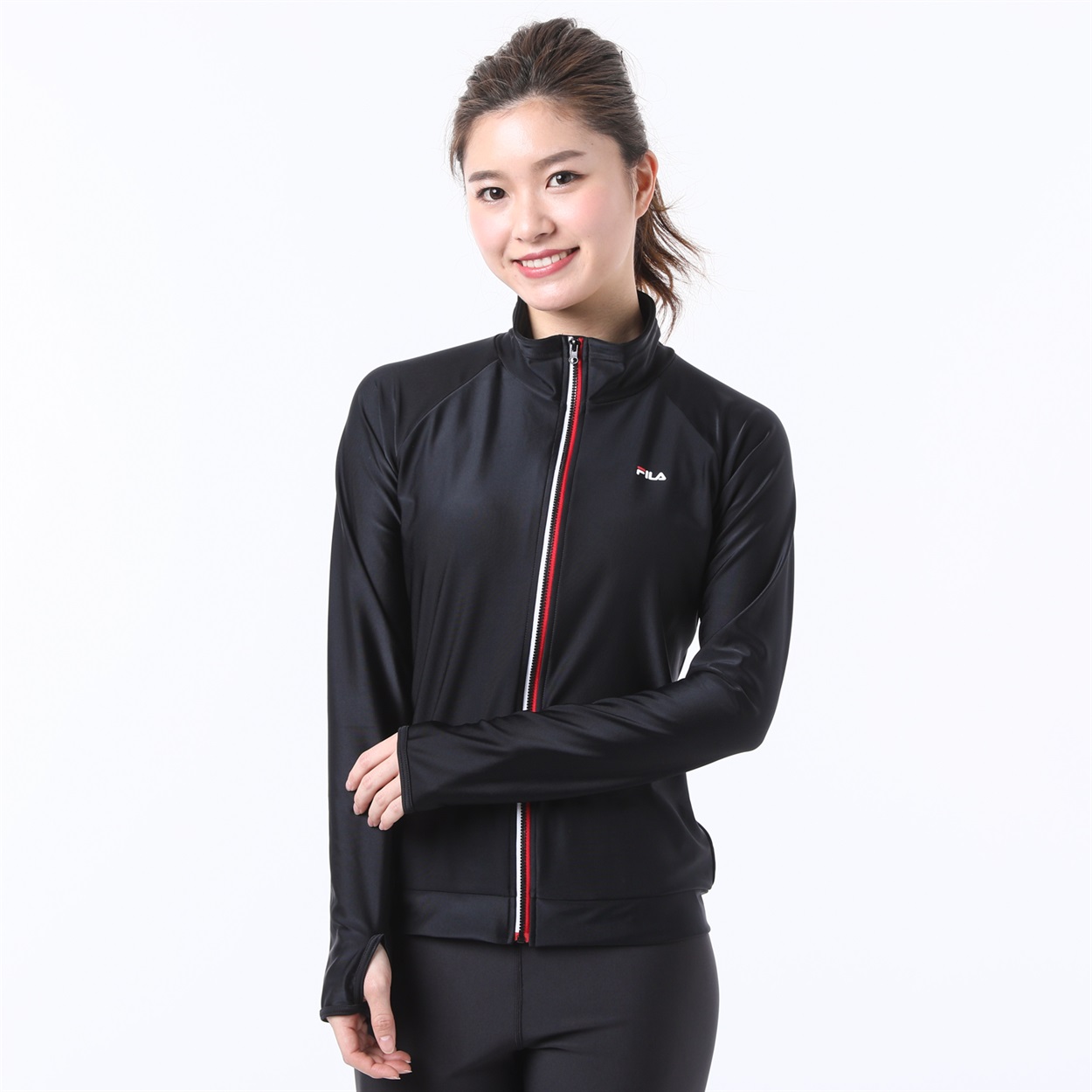 FILA(フィラ) スタンドラッシュガード 速乾素材 水陸両用 レディス(クロ-L)