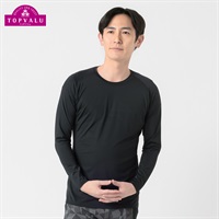 トップバリュ PEACE FIT(ピースフィット) COOL コンプレッションインナー クルーネック 長袖 強力接触冷感 メンズ(ブラック（無地）-Ｍ)