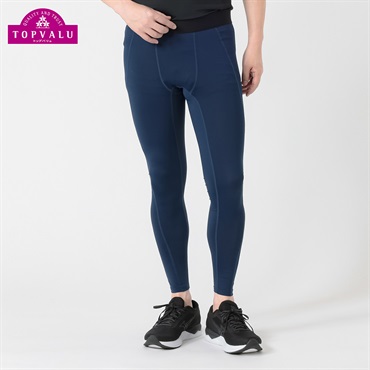 トップバリュ PEACE FIT(ピースフィット) COOL コンプレッションインナー ロングタイツ 強力接触冷感 メンズ(ダークブルー-Ｍ)