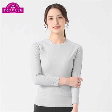 トップバリュ PEACE FIT(ピースフィット) COOL コンプレッションインナー クルーネック 長袖 強力接触冷感 レディス(ライトグレー-Ｓ)