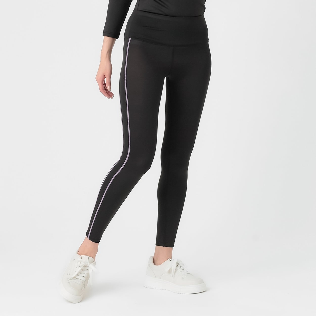 FILA(フィラ) インナーレギンス 吸水速乾 水陸両用 レディス(ブラック×パープルステッチ-Ｌ)