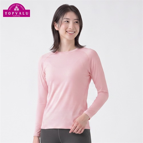 トップバリュ PEACE FIT(ピースフィット) WARM スポーツインナー 裏起毛 クルーネック 長袖 レディス(ピンク-Ｓ)