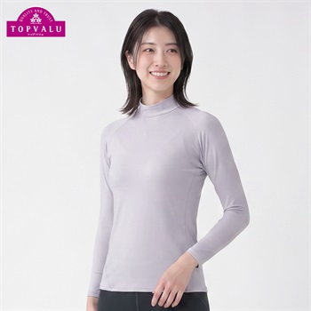 トップバリュ PEACE FIT(ピースフィット) WARM スポーツインナー 裏起毛 ハイネック 長袖 レディス(ライトパープル-Ｓ)