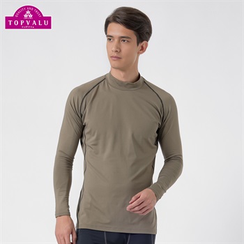 トップバリュ PEACE FIT(ピースフィット) WARM スポーツインナー 裏起毛 ハイネック 長袖 メンズ(ダークグリーン-Ｍ)