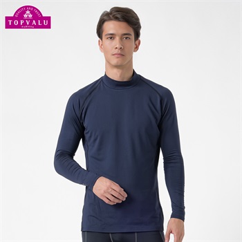 トップバリュ PEACE FIT(ピースフィット) WARM スポーツインナー 裏起毛 ハイネック 長袖 メンズ(ダークブルー-Ｍ)