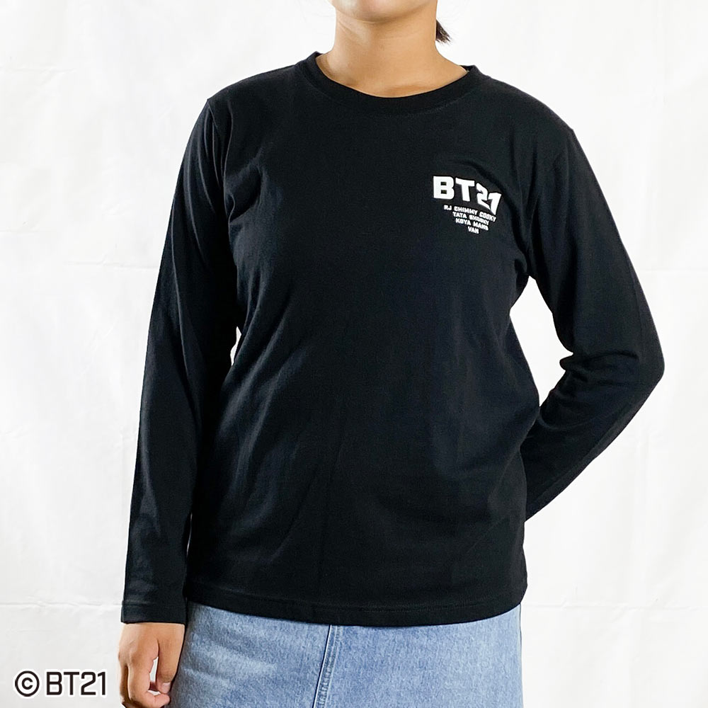BT21 天竺バックプリントロングＴシャツ(クロ-LL)