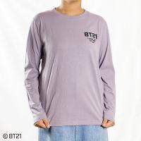 BT21 天竺バックプリントロングＴシャツ(ウスムラサキ-S)