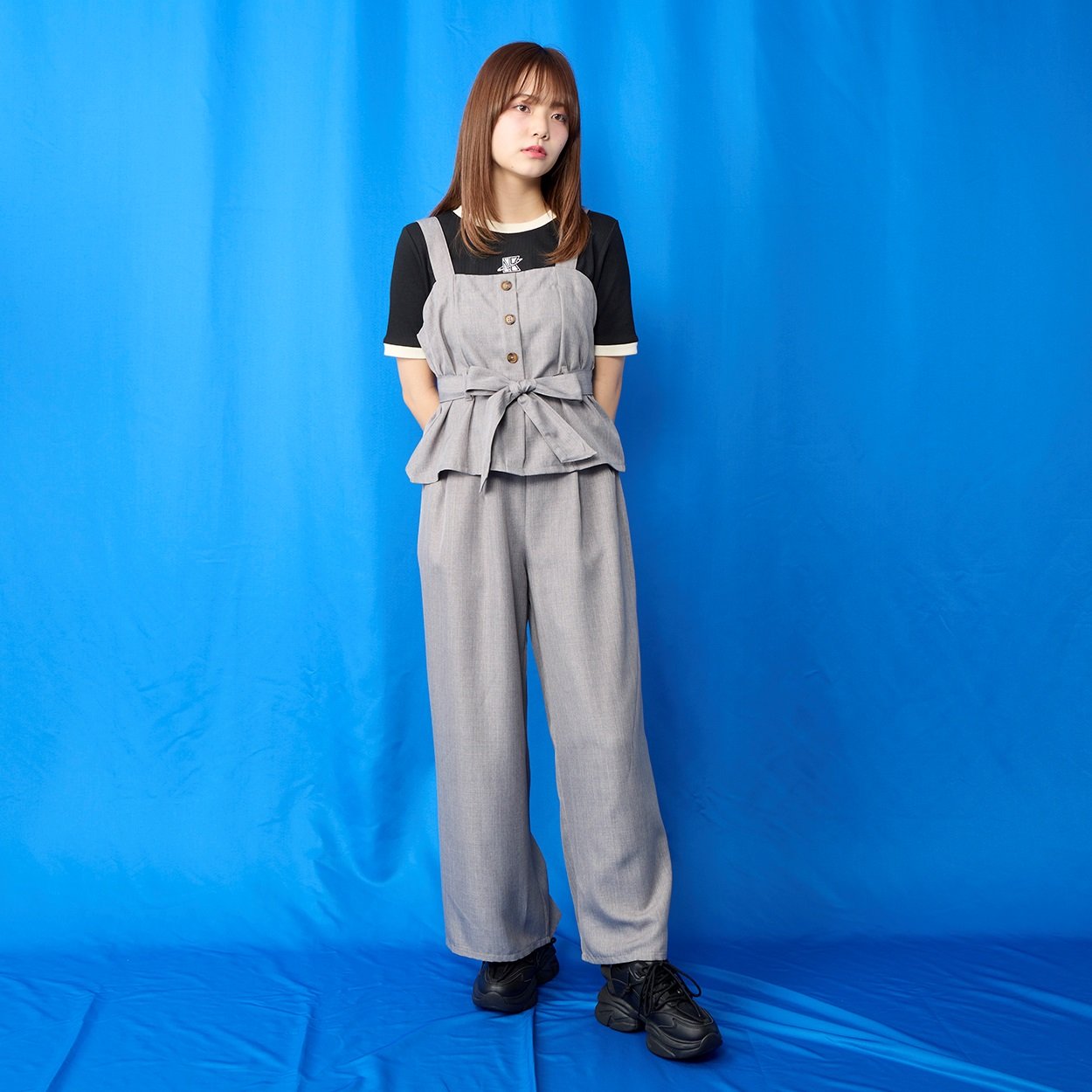 韓国麻調ビスチェセットアップ Doublefocus (ダブルフォーカス