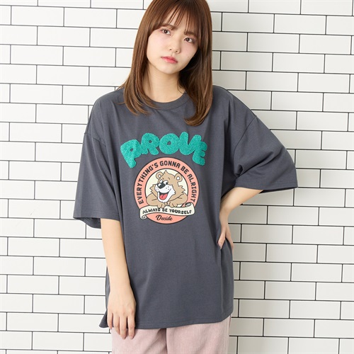 天竺ロゴサガラサークルTシャツ Doublefocus (ダブルフォーカス)(チャコ－ルグレ－-M)