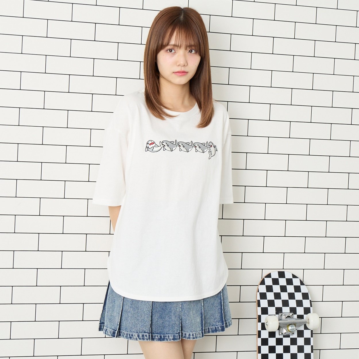 天竺半袖サメ刺繍Tシャツ Doublefocus (ダブルフォーカス