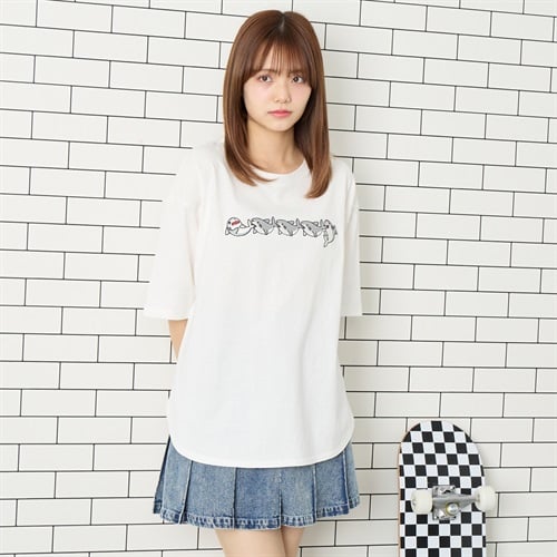 天竺半袖サメ刺繍Tシャツ Doublefocus (ダブルフォーカス