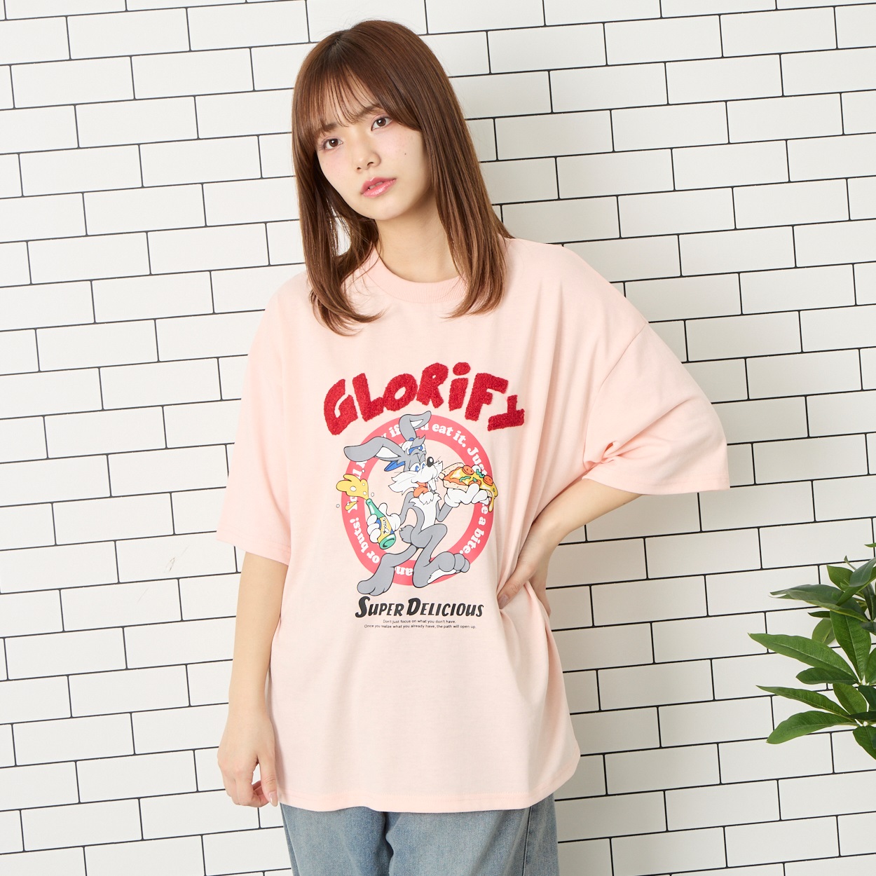 サガラ刺繍うさぎTシャツ Doublefocus (ダブルフォーカス