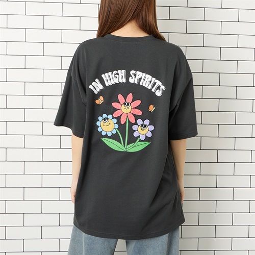 バタフライプリントTシャツ Doublefocus (ダブルフォーカス)(チャコ－ルグレ－-M)