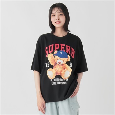 ツイルCAPくまTシャツ レディス Doublefocus (ダブルフォーカス)(クロ-S)
