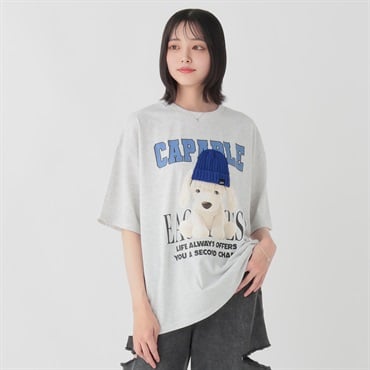 ニット帽いぬTシャツ レディス Doublefocus (ダブルフォーカス)(キナリ-S)