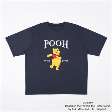 プーさん ツイルTシャツ レディス Doublefocus (ダブルフォーカス)(ネイビー-S)