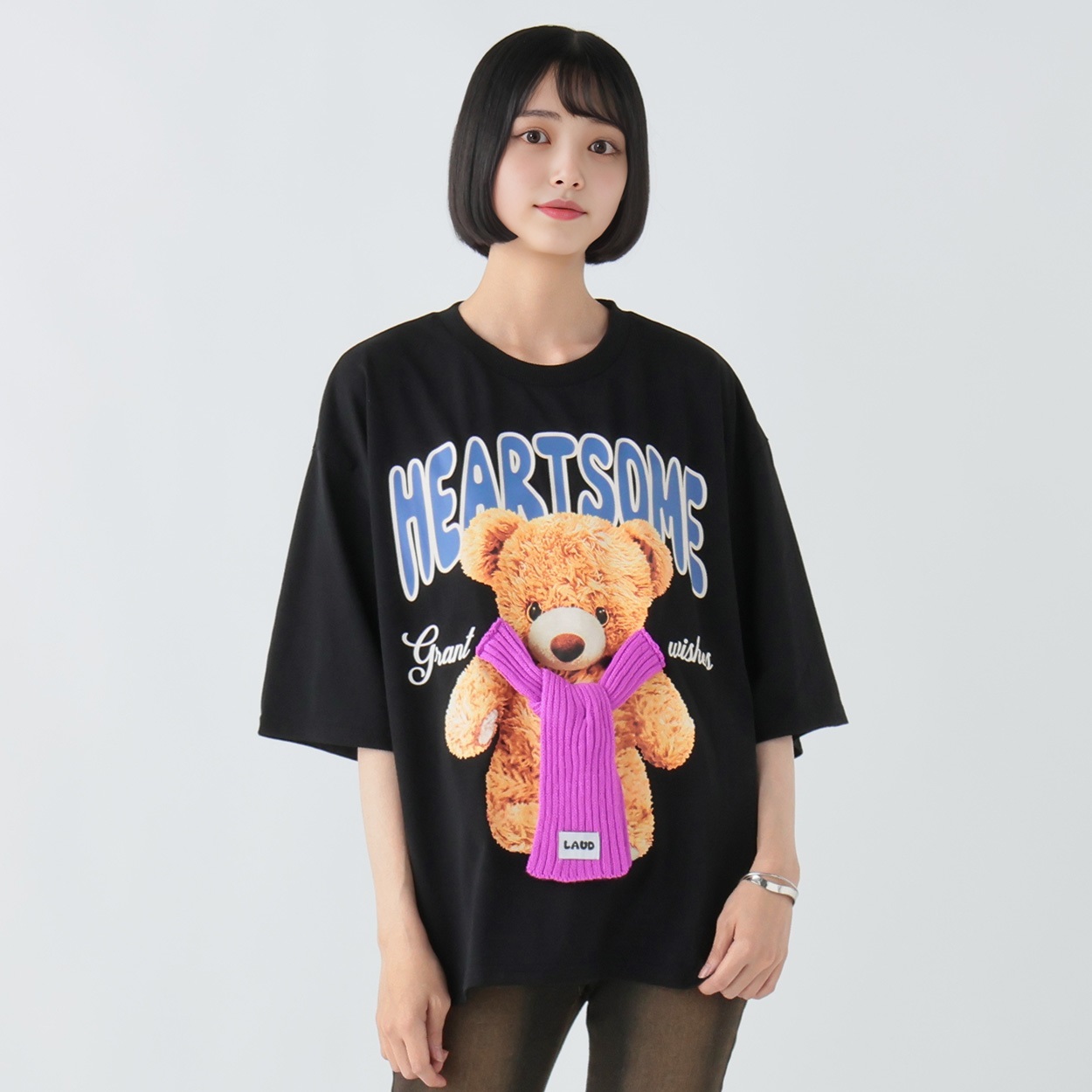 くまマフラー付7分袖T レディス Doublefocus (ダブルフォーカス