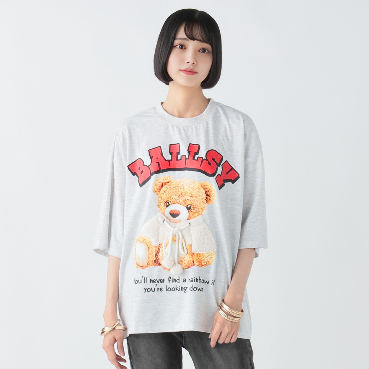 くまぽんぽん付7分袖T レディス Doublefocus (ダブルフォーカス