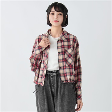 Doublefocus 長袖 チェック 赤 青 レディース トップス レッド M Doublefocus 長袖 チェック 赤 青 レディース トップス レッド M 春の