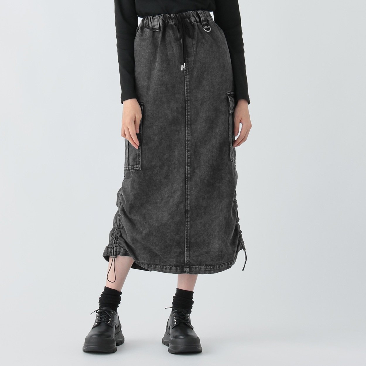 デニム脇ドロストスカート レディス Doublefocus (ダブルフォーカス