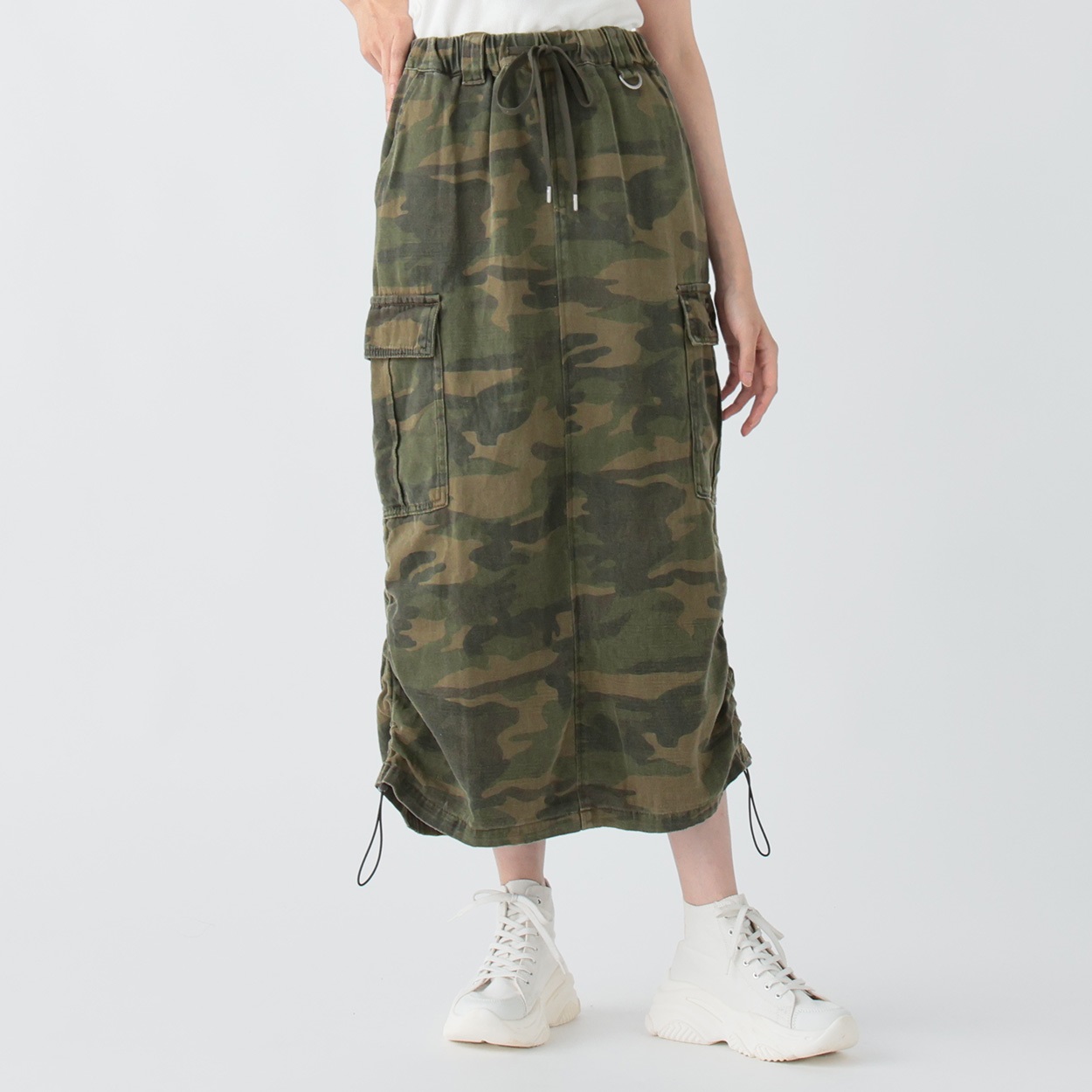 デニム脇ドロストスカート レディス Doublefocus (ダブル