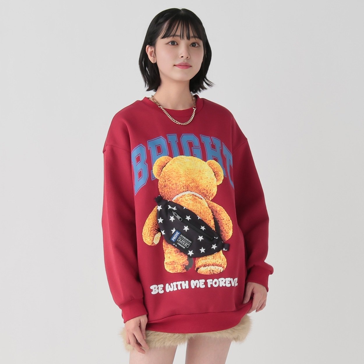 くぅ 裏起毛クマBAG付プルオーバー レディス Doublefocus(ダブルフォーカス