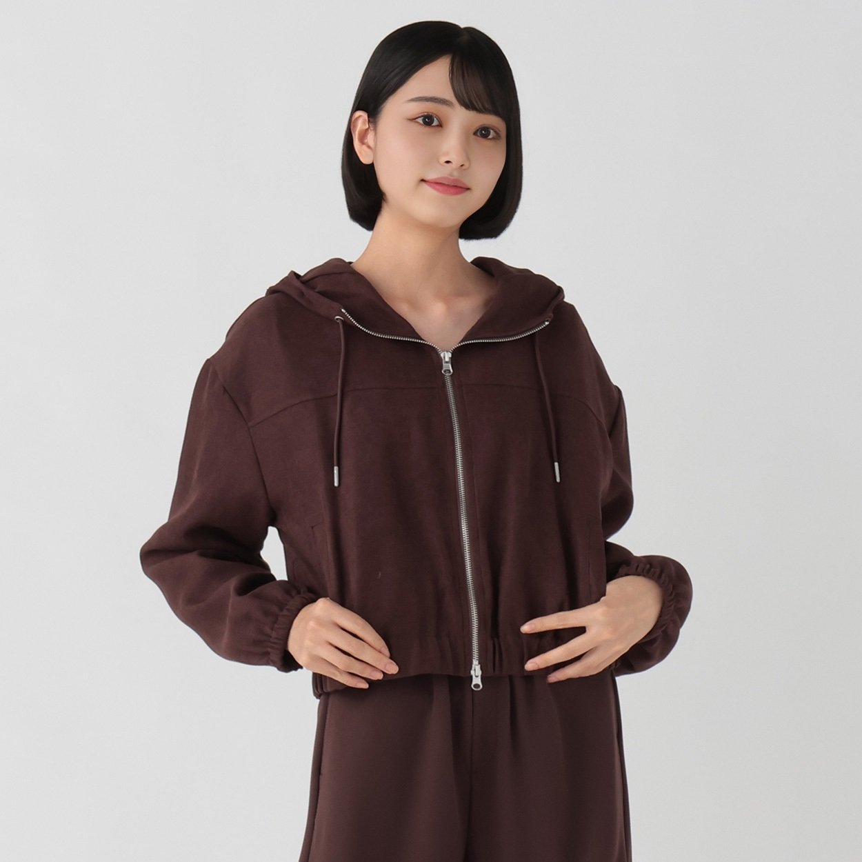 ベロアツイルフード付きブルゾン レディス Doublefocus (ダブル