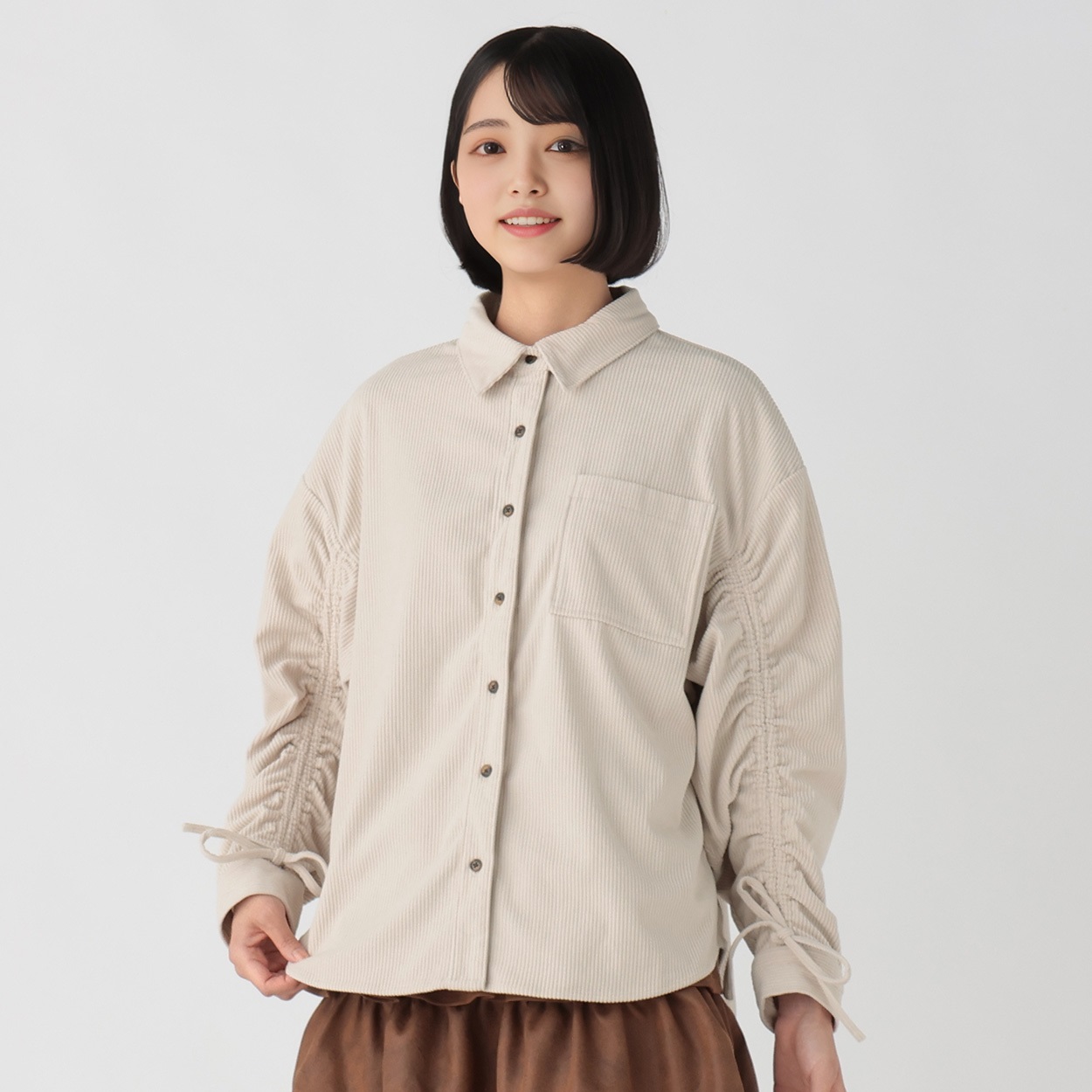 コーデュロイ袖ドロストシャツ レディス Doublefocus (ダブル