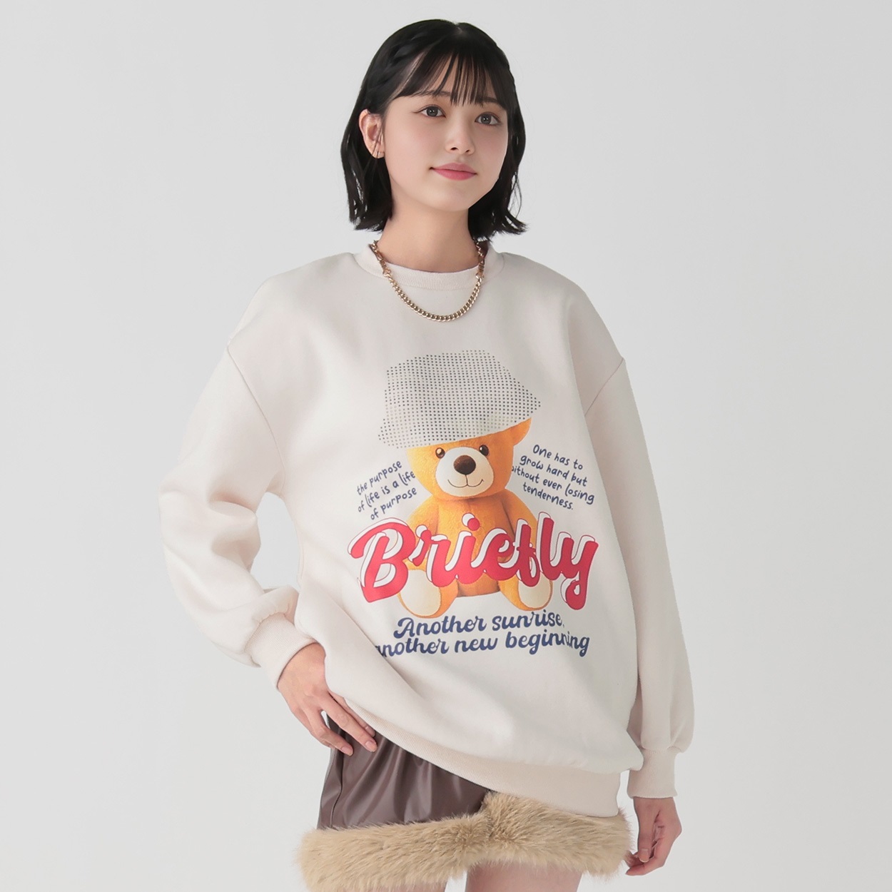 めるくま様　２点 裏起毛クマラインストーンプルオーバー レディス Doublefocus(ダブル