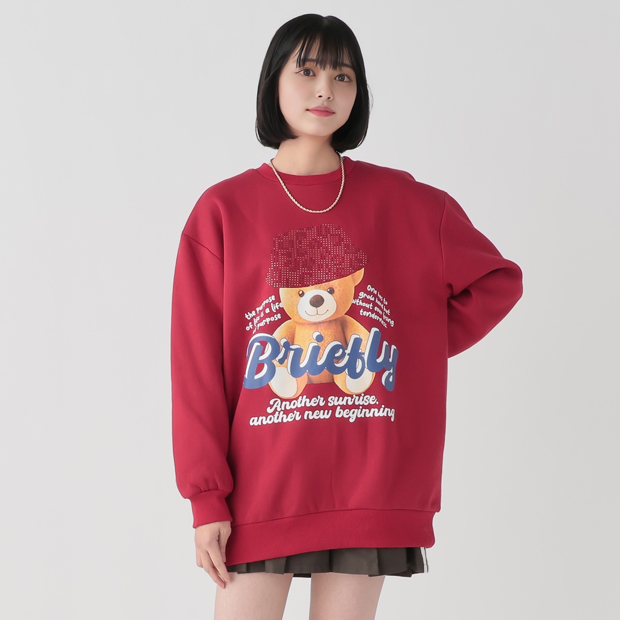 裏起毛クマラインストーンプルオーバー レディス Doublefocus(ダブル