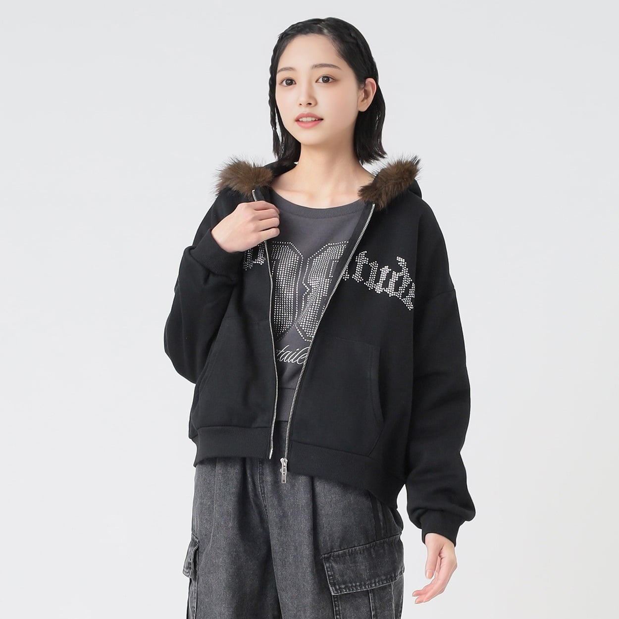 裏起毛ロゴジップパーカ レディス Doublefocus(ダブルフォーカス