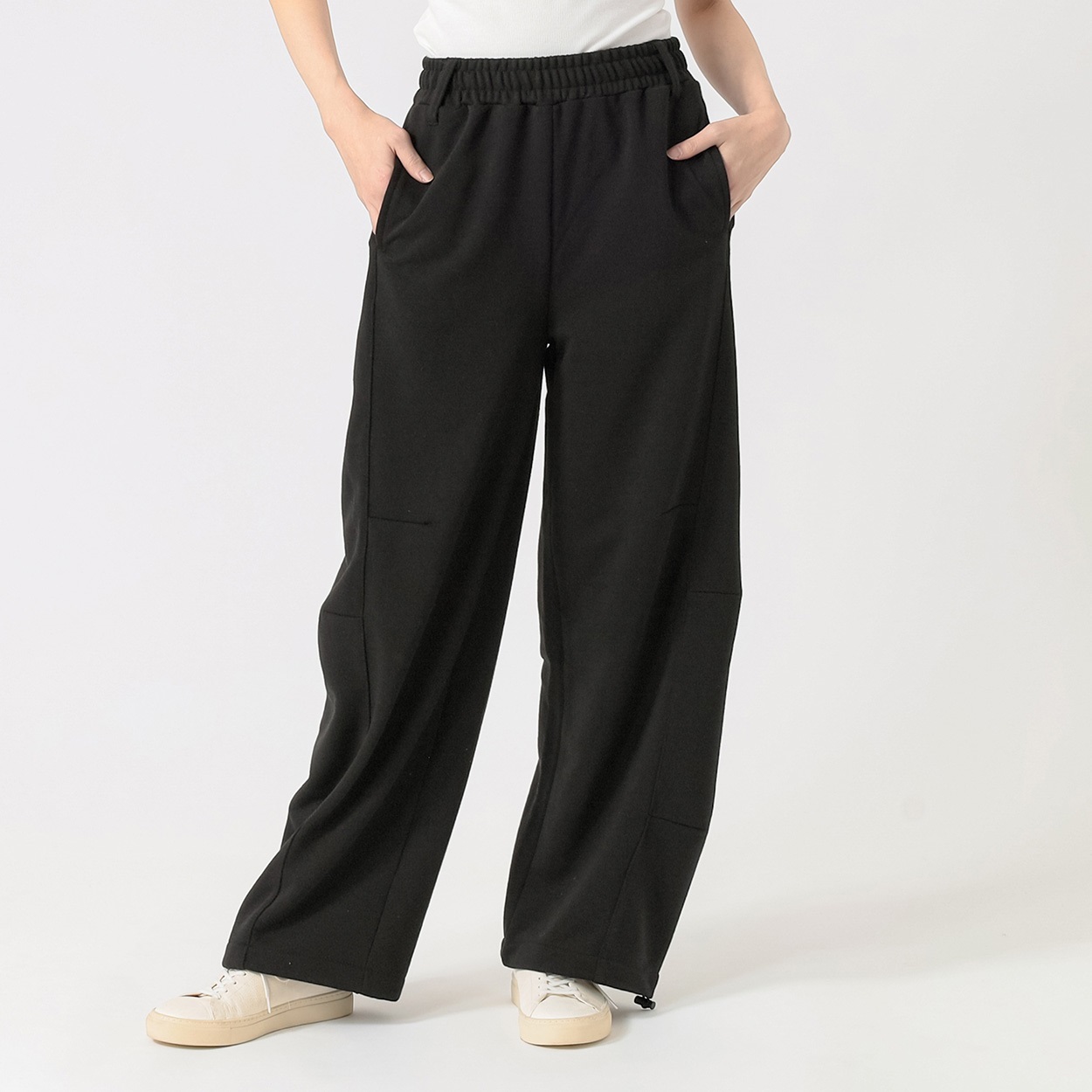 裏毛ワイドパンツ レディス Doublefocus(ダブルフォーカス)(クロ-L)