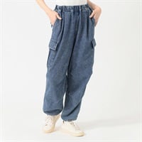 ワイドカーゴパンツ レディス Doublefocus(ダブルフォーカス)(ブルーケミカル シロライン-S)