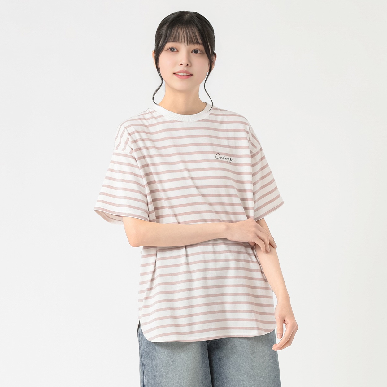 裾ラウンドボーダーTシャツ レディス Doublefocus(ダブルフォーカス